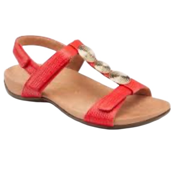 Vionic Farra Red Double Strap Sandals - Picture 1 of 12